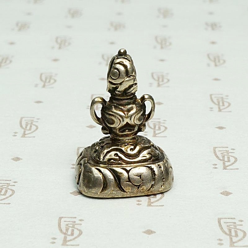 Antique Silver Gilt Fob with Urn & Rose Details