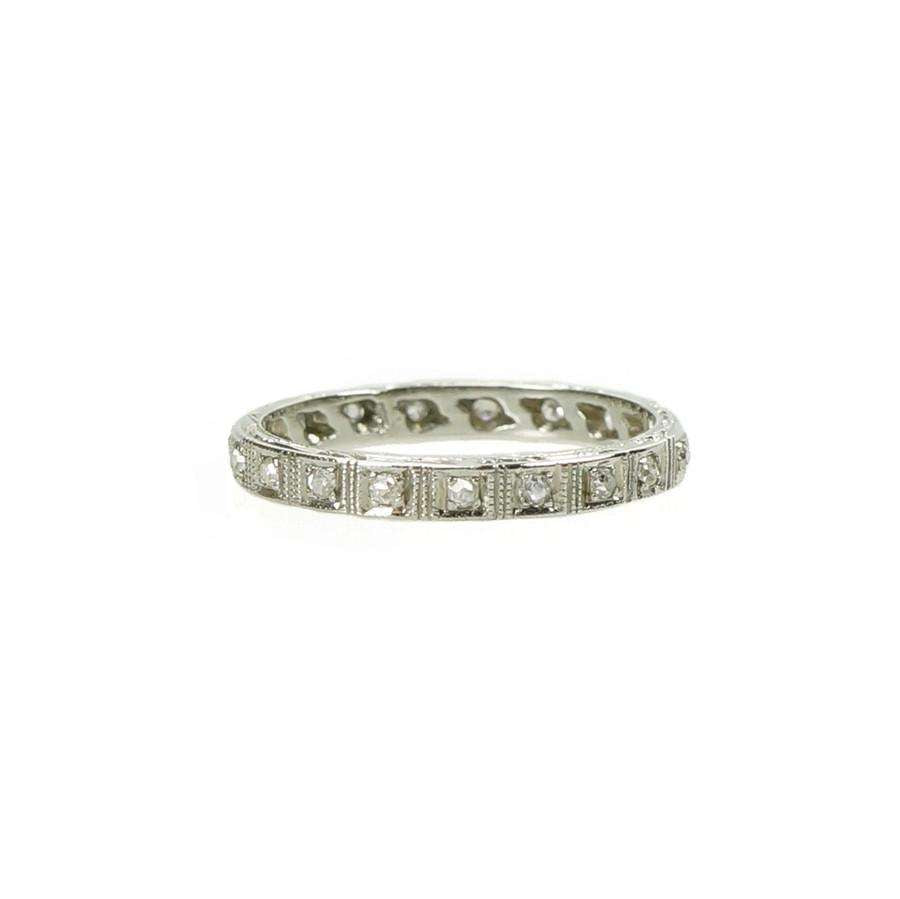 Beautifully Engraved Platinum and Diamond Eternity Band