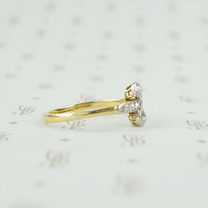side view plat and 18k diamond ring