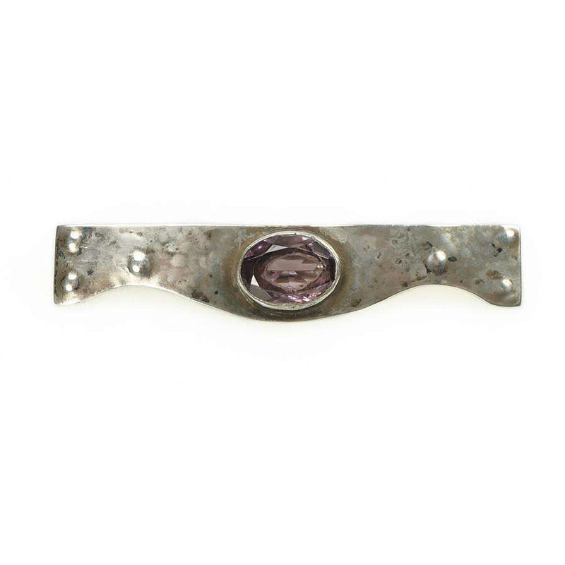 Arts & Crafts Sterling Brooch set with an Amethyst
