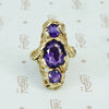 walton and co 3 amethyst ring 14k green gold and leaves arts and crafts era