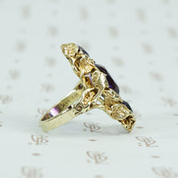 walton and co 3 amethyst ring 14k green gold and leaves arts and crafts era