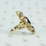 walton and co 3 amethyst ring 14k green gold and leaves arts and crafts era