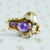 walton and co 3 amethyst ring 14k green gold and leaves arts and crafts era side view