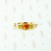 buff top citrine arts and crafts gold brooch with pearls back view