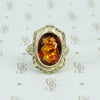 citrine in green gold art nouveau ring