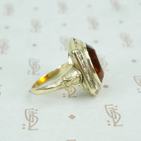 citrine in green gold art nouveau ring side details