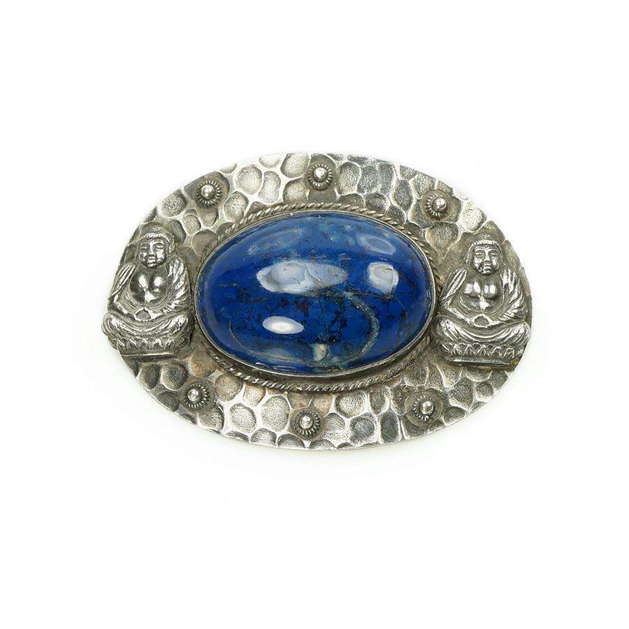 Arts and Crafts Era Sash Pin in Sterling with Lapis