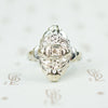 1930's White Gold Filigree and Flower Ring