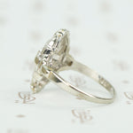 1930's White Gold Filigree and Flower Ring