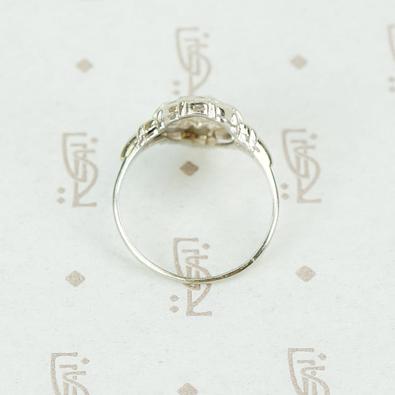 1930's White Gold Filigree and Flower Ring