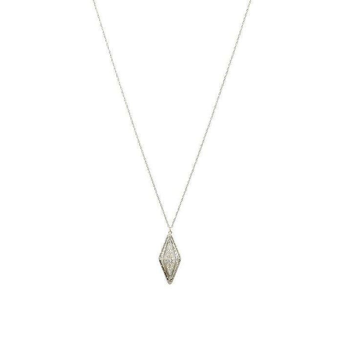 Lovely White Gold Filigree Pendant