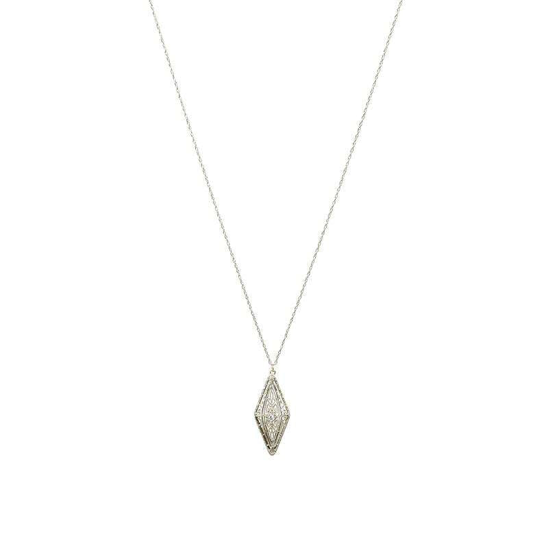 Lovely White Gold Filigree Pendant