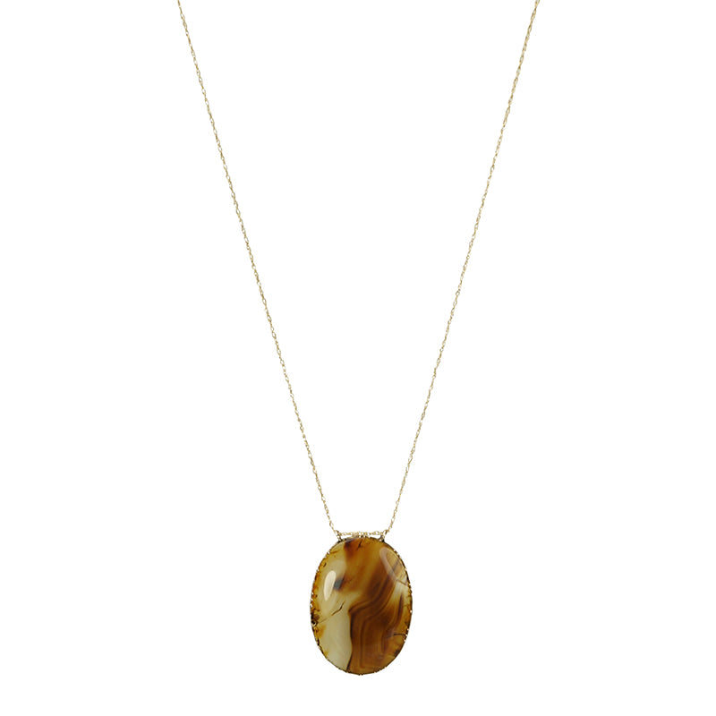 Antique Cut Back Collet Agate Necklace