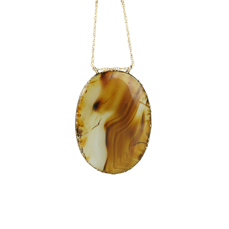 Antique Cut Back Collet Agate Necklace