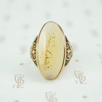 10k rose gold large oval agate ring circa 1910