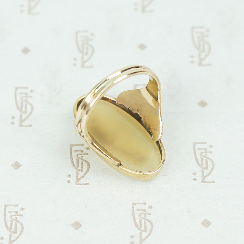 Striking Large Oval Agate in Rose Gold