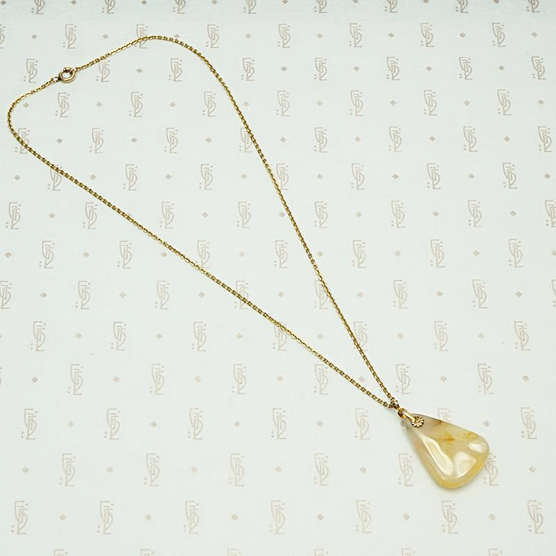Creamy Orange and Gold Agate Pendant