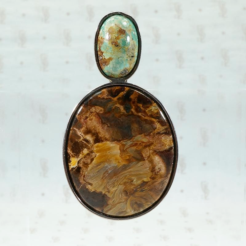 Hypnotic Handmade Agate & Turquoise Pendant