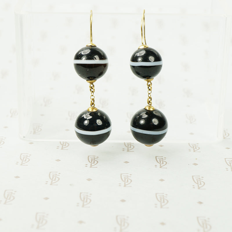 Victorian Banded Agate Earrings