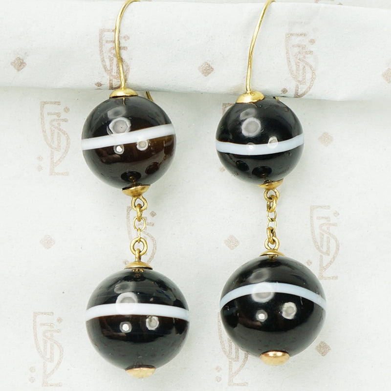 Victorian Banded Agate Earrings