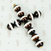 banded agate large cross with 18k yellow gold appointments circa 1880