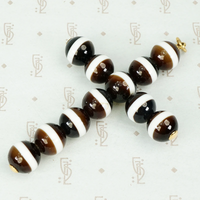 Stunning Large Banded Agate Bead 18k Cross