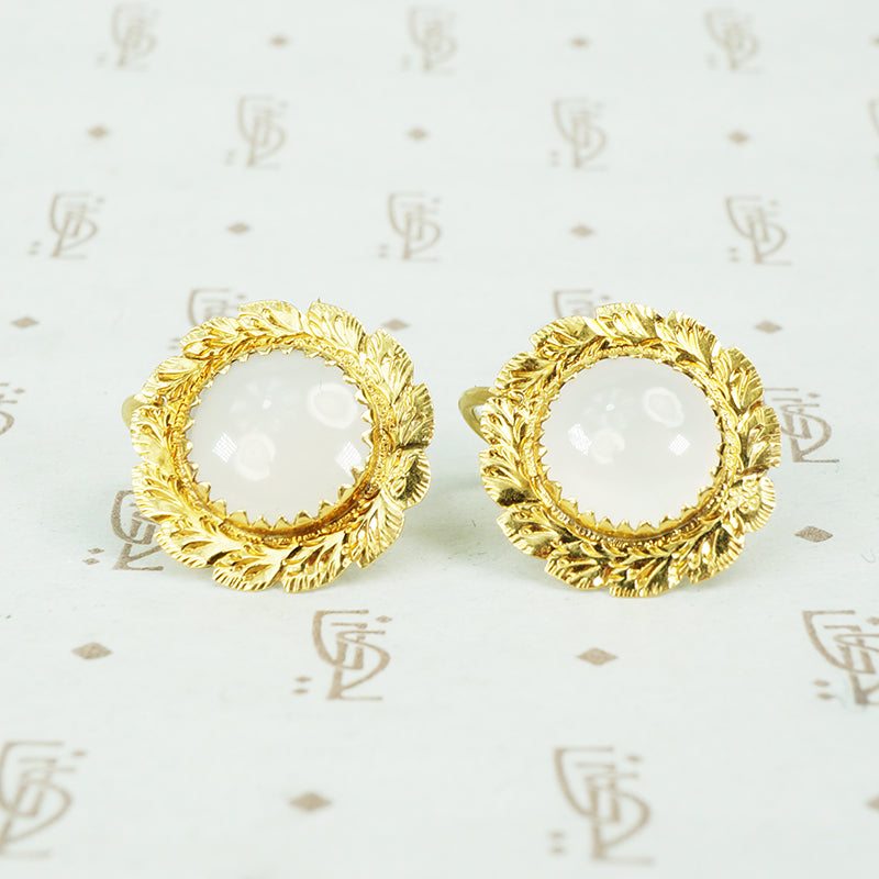 Gold Framed Agate Day and Night Earrings