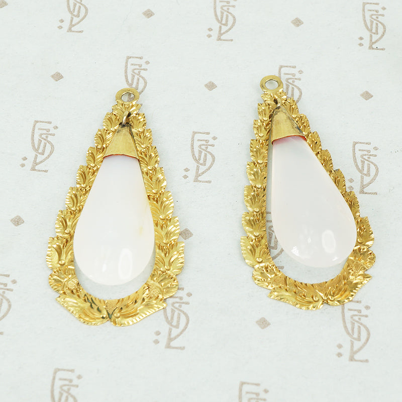 Gold Framed Agate Day and Night Earrings