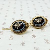 Elegant Banded Agate Star Set 18k Earrings