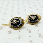 Elegant Banded Agate Star Set 18k Earrings