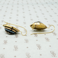 Elegant Banded Agate Star Set 18k Earrings