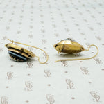 Elegant Banded Agate Star Set 18k Earrings