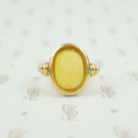 orange agate in 18k gold ring