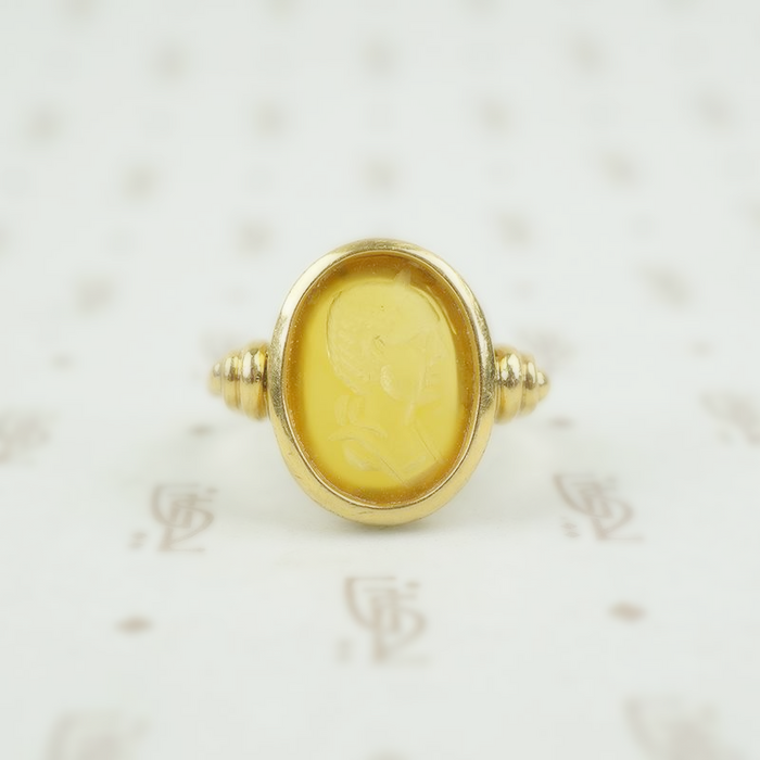 orange agate in 18k gold ring