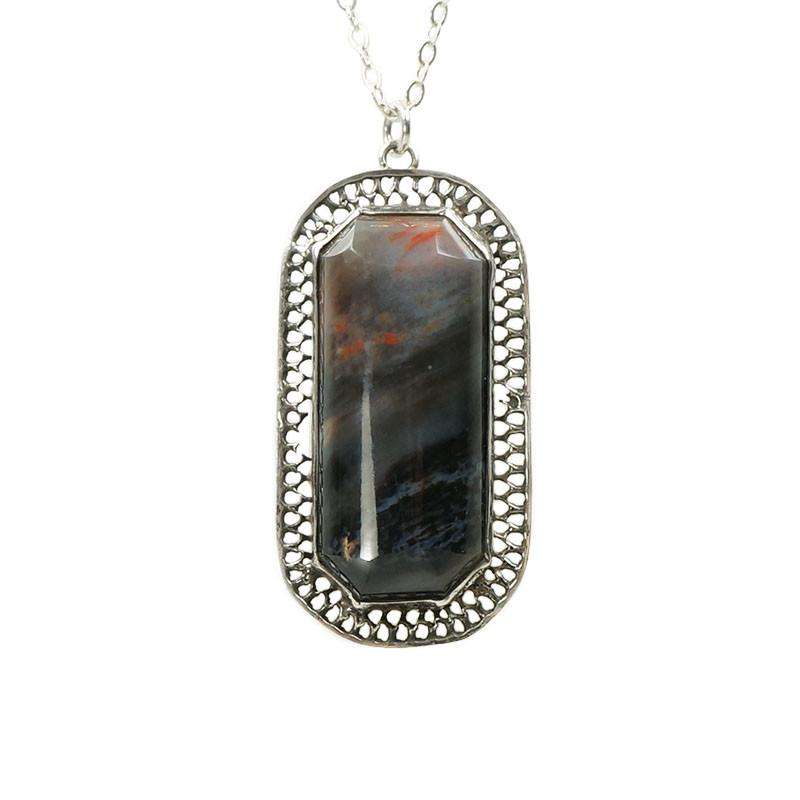 Unique Silver Filigree Agate Necklace