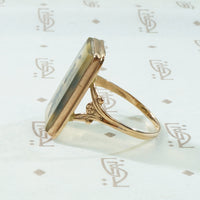 Rose Gold Framed Picture Agate Ring