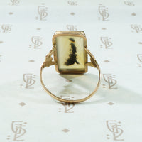 Rose Gold Framed Picture Agate Ring