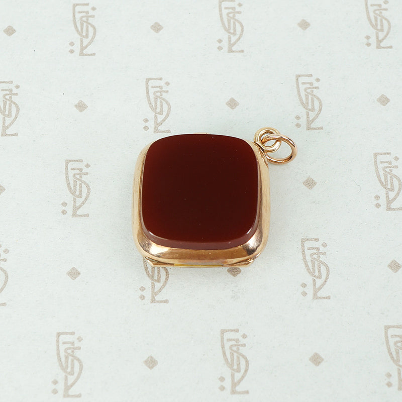 double sided agate locket in 14k rose gold