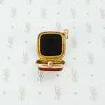 double sided agate locket in 14k rose gold open view