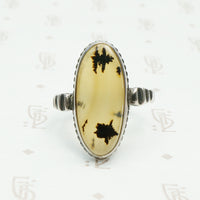 picture agate in sterling silver ring, oval circa 1960