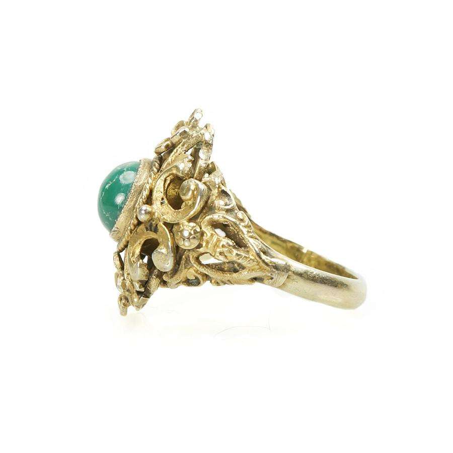 Vintage Austro Hungarian Ring Silver Gilt set with Turquoise