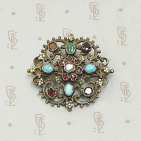 Colorful Gemstone Austro-Hungarian Brooch