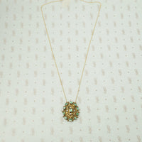 19th c Emerald and Pearl Silver Gilt Necklace