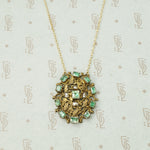 19th c Emerald and Pearl Silver Gilt Necklace