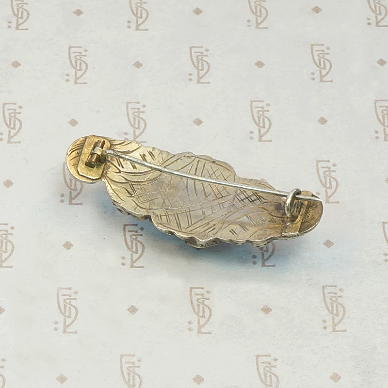 Antique Enamel and Table Cut Gemstone Brooch