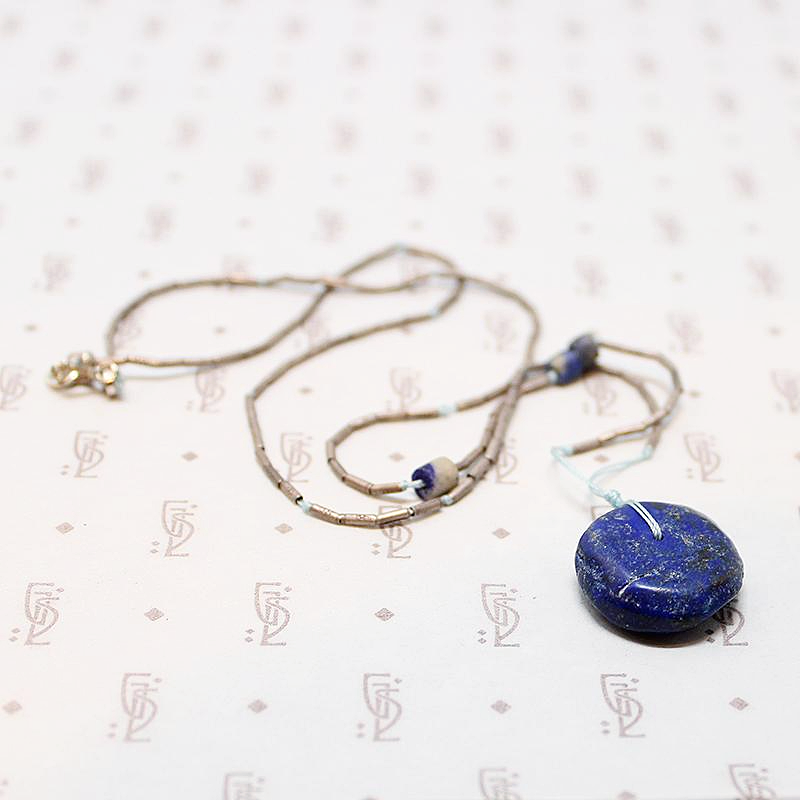 Handmade Silver Bead & Ancient Lapis Necklace by Ancient Influences