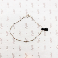 Tiny Silver Bead Bracelet with Glass Hand by Ancient Influences