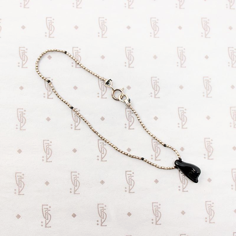 Tiny Silver Bead Bracelet with Glass Hand by Ancient Influences