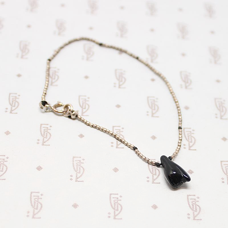 Tiny Silver Bead Bracelet with Glass Hand by Ancient Influences
